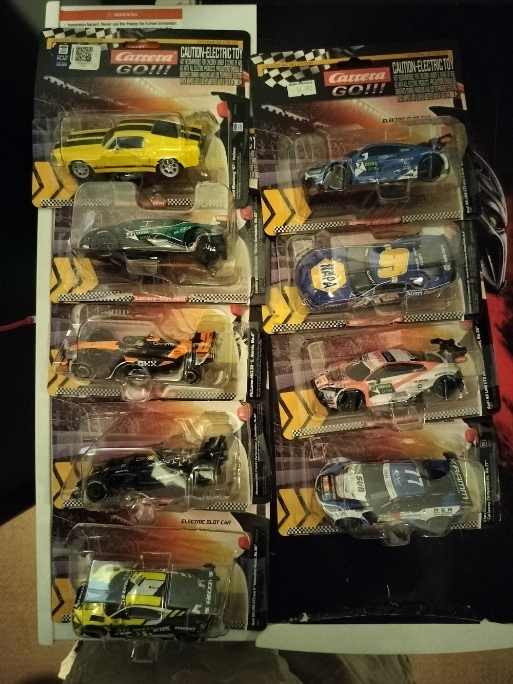 Carrera Assorted Slot Car Set with Yellow, Blue and Green Vehicles